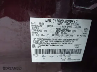 2011 Ford Edge Limited with VIN 2FMDK4KC9BBA61340, listed as a IAAI auction lot 41909371 with 152,524 mi miles. Bid and sale history available at carsss.com. Image 9.