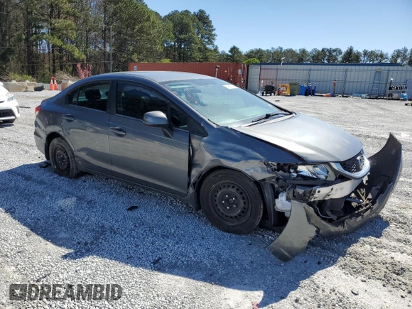 2013 Honda Civic LX with VIN 19XFB2F56DE052569, listed as a Copart auction lot 48957345 with 194,649 mi miles and Salvage Title. Bid and sale history available at DreamBid. Image 4.