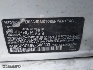 2014 BMW 3 Series 335i xDrive with VIN WBA3B9C56EF588393, listed as a IAAI auction lot 41383156 with 177,143 mi miles. Bid and sale history available at carsss.com. Image 9.