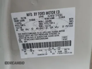 2008 Ford Escape XLT with VIN 1FMCU93198KD65296, listed as a Copart auction lot 62953705 with 153,167 mi miles and Clean title. Bid and sale history available at DreamBid. Image 14.