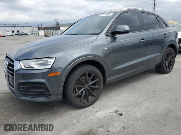 2018 Audi Q3 Premium with VIN WA1ECCFS8JR002738, listed as a Copart auction lot 53276095 with 171,912 mi miles and Salvage title. Bid and sale history available at DreamBid. Image 1.