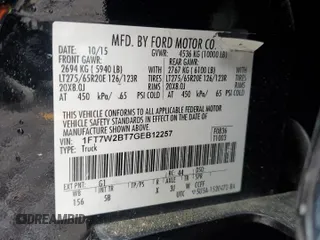 2016 Ford F-250 Lariat with VIN 1FT7W2BT7GEB12257, listed as a Copart auction lot 57263455 with 215,150 mi miles and Salvage title. Bid and sale history available at DreamBid. Image 10.