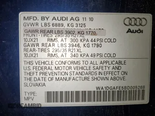 2011 Audi Q7 S line with VIN WA1DGAFE5BD005268, listed as a Copart auction lot 85074734 with 156,819 mi miles and Clean title. Bid and sale history available at DreamBid. Image 12.