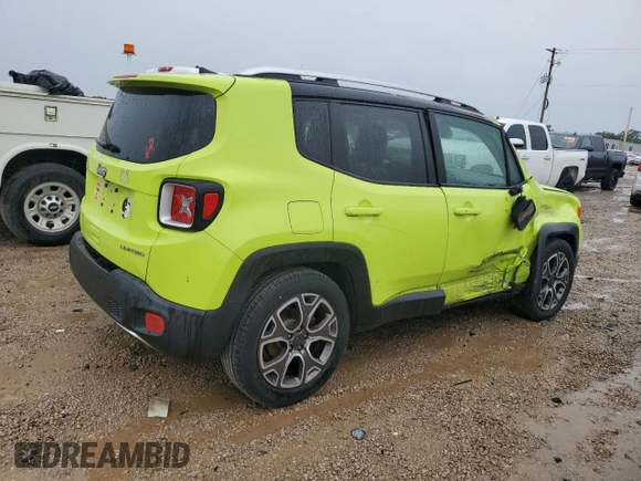 2018 Jeep Renegade Limited with VIN ZACCJADB1JPG74634, listed as a Copart auction lot 55216705 with 71,400 mi miles and Salvage title. Bid and sale history available at DreamBid. Image 3.