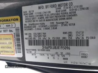 2018 Ford Fusion SE z VIN 3FA6P0LU8JR195096, wystawiony jako IAAI lot #41494088 z przebiegiem 114 007 mil mil oraz . Historia ofert i sprzedaży dostępna na DreamBid. Obrazek 9.