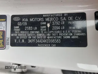 2019 Kia Forte S with VIN 3KPF34AD4KE098583, listed as a Copart auction lot 53708225 with 127,139 mi miles and Clean Title. Bid and sale history available at carsss.com. Image 12.
