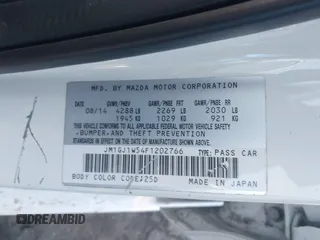 2015 Mazda 6 i Grand Touring with VIN JM1GJ1W54F1202766, listed as a IAAI auction lot 41860197 with Not Provided miles and . Bid and sale history available at DreamBid. Image 9.