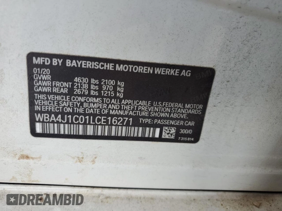 2020 BMW 4 Series 430i с VIN WBA4J1C01LCE16271, выставлен на аукционе Copart как лот 47751715 с пробегом 135 786 миль миль и Чистый • Clean title. История ставок и продаж доступна на DreamBid. Изображение 12.