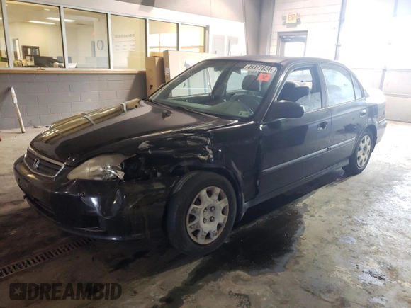 2000 Honda Civic LX with VIN JHMEJ6670YS002114, listed as a Copart auction lot 49373834 with 263,679 mi miles and Salvage Title. Bid and sale history available at DreamBid. Image 1.