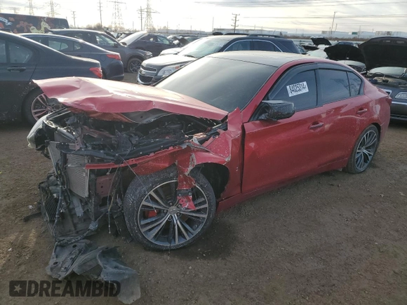 2020 Infiniti Q50 Red Sport 400 with VIN JN1FV7AR5LM660021, listed as a Copart auction lot 84025314 with 69,032 mi miles and Salvage Title. Bid and sale history available at carsss.com. Image 1.
