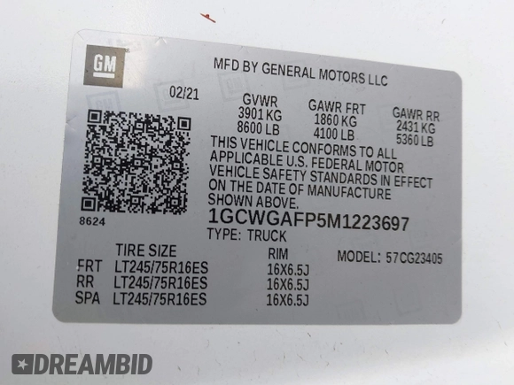2021 Chevrolet Express Cargo с VIN 1GCWGAFP5M1223697, выставлен на аукционе IAAI как лот 41696556 с пробегом 69 930 миль миль и . История ставок и продаж доступна на DreamBid. Изображение 9.