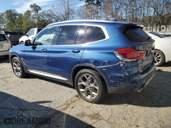 2020 BMW X3 xDrive30i with VIN 5UXTY5C07L9D65002, listed as a Copart auction lot 45898605 with 45,176 mi miles and Salvage Title. Bid and sale history available at DreamBid. Image 2.