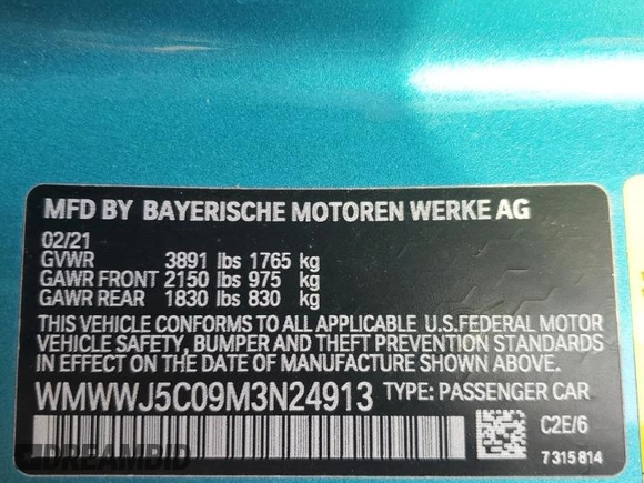 2021 MINI Convertible Cooper S z VIN WMWWJ5C09M3N24913, wystawiony jako Copart lot #76499074 z przebiegiem 53 119 mil mil oraz Nie do naprawy • Non repairable. Historia ofert i sprzedaży dostępna na DreamBid. Obrazek 13.