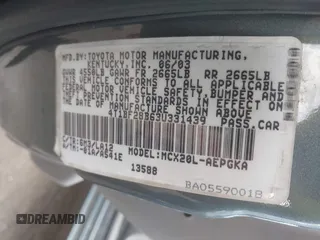 2003 Toyota Avalon XL z VIN 4T1BF28B63U331439, wystawiony jako IAAI lot #42161096 z przebiegiem 217 296 mil mil oraz . Historia ofert i sprzedaży dostępna na DreamBid. Obrazek 9.