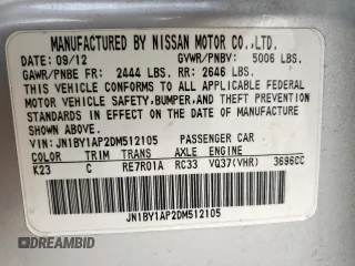 2013 Infiniti M с VIN JN1BY1AP2DM512105, выставлен на аукционе Copart как лот 57183655 с пробегом 159 180 миль миль и Списание • Salvage title. История ставок и продаж доступна на DreamBid. Изображение 13.