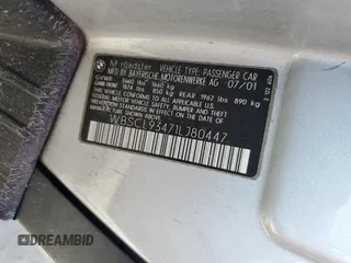 2001 BMW M3 z VIN WBSCL93471LJ80447, wystawiony jako Copart lot #73715034 z przebiegiem 47 770 mil mil oraz Nie do naprawy. Historia ofert i sprzedaży dostępna na DreamBid. Obrazek 13.