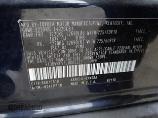 2020 Toyota RAV4 Hybrid Limited with VIN 4T3DWRFV1LU005327, listed as a IAAI auction lot 41886432 with 13,107 mi miles. Bid and sale history available at carsss.com. Image 9.