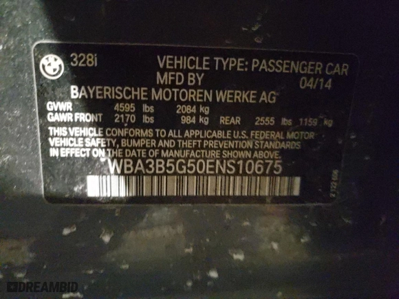 2014 BMW 3 Series 328i xDrive with VIN WBA3B5G50ENS10675, listed as a Copart auction lot 45024915 with 168,273 mi miles and Salvage Title. Bid and sale history available at carsss.com. Image 12.