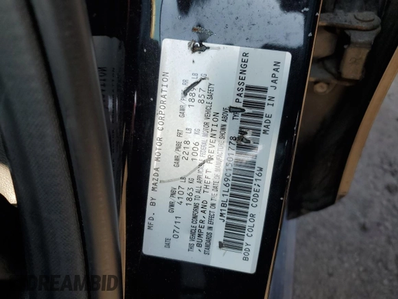 2012 Mazda 3 S Touring with VIN JM1BL1L69C1501778, listed as a Copart auction lot 85042124 with 181,489 mi miles and Clean Title. Bid and sale history available at DreamBid. Image 12.