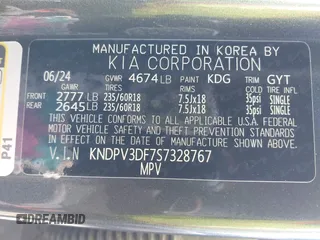 2025 Kia Sportage EX with VIN KNDPV3DF7S7328767, listed as a IAAI auction lot 41984685 with 4,010 mi miles and . Bid and sale history available at carsss.com. Image 9.
