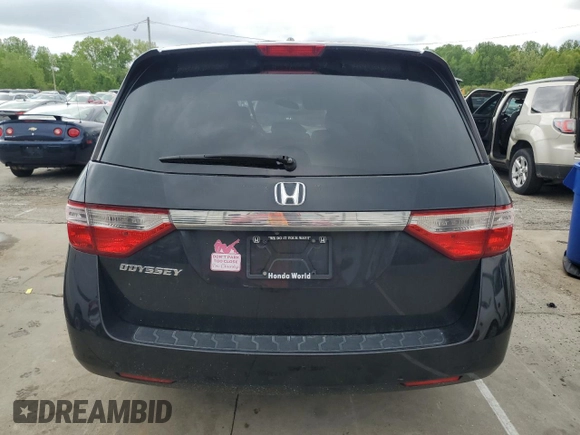 2013 Honda Odyssey EX-L with VIN 5FNRL5H61DB019930, listed as a Copart auction lot 54666775 with 175,300 mi miles and Salvage title. Bid and sale history available at DreamBid. Image 6.