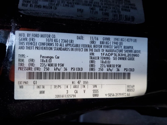 2017 Ford Focus ST with VIN 1FADP3L93HL203960, listed as a Copart auction lot 46327295 with 120,231 mi miles and Clean Title. Bid and sale history available at carsss.com. Image 12.