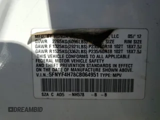 2012 Honda Pilot EX-L with VIN 5FNYF4H78CB064951, listed as a Copart auction lot 50373555 with Not Provided miles and Salvage Title. Bid and sale history available at DreamBid. Image 13.