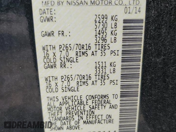 2014 Nissan Frontier SV with VIN 1N6AD0ER2EN723114, listed as a Copart auction lot 62919075 with 139,537 mi miles and Salvage title. Bid and sale history available at DreamBid. Image 12.