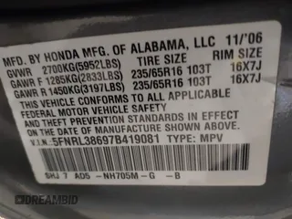 2007 Honda Odyssey EX-L с VIN 5FNRL38697B419081, выставлен на аукционе IAAI как лот 41750106 с пробегом 168 927 миль миль и . История ставок и продаж доступна на DreamBid. Изображение 9.