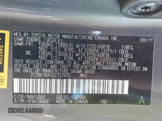 2012 Lexus RX 350 with VIN 2T2BK1BA1CC122970, listed as a IAAI auction lot 42429180 with 209,144 mi miles and . Bid and sale history available at DreamBid. Image 9.