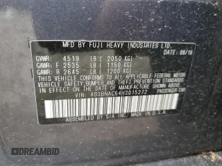 2017 Subaru Legacy Premium with VIN 4S3BNAC64H3015272, listed as a Copart auction lot 58197715 with 115,893 mi miles and Salvage title. Bid and sale history available at DreamBid. Image 12.