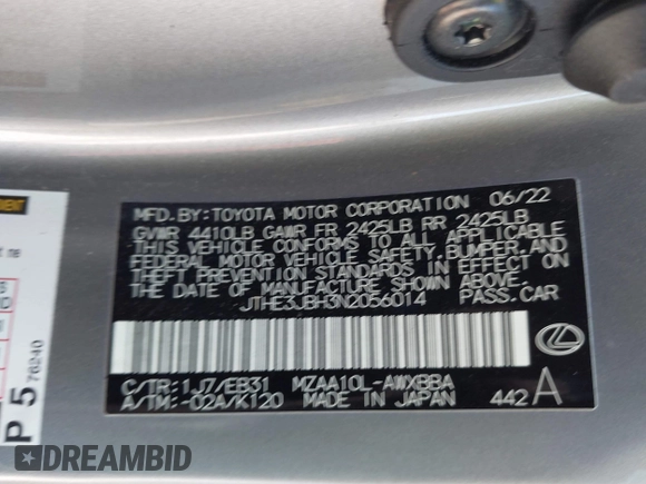 2022 Lexus UX 200 F Sport z VIN JTHE3JBH3N2056014, wystawiony jako IAAI lot #41832434 z przebiegiem 25 693 mil mil oraz . Historia ofert i sprzedaży dostępna na DreamBid. Obrazek 9.