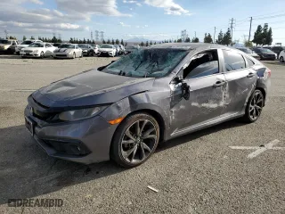 2019 Honda Civic Sedan Sport with VIN 2HGFC2F87KH502398, listed as a Copart auction lot 47649075 with 92,380 mi miles and Salvage Title. Bid and sale history available at carsss.com. Image 1.