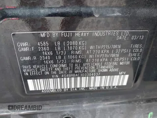 2013 Subaru Outback 2.5i with VIN 4S4BRBAC3D3304037, listed as a IAAI auction lot 42242783 with 131,158 mi miles and . Bid and sale history available at DreamBid. Image 9.