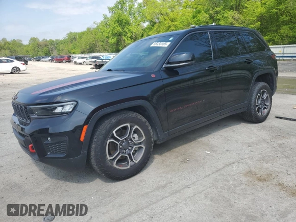 2022 Jeep Grand Cherokee Trailhawk with VIN 1C4RJHCG7N8574289, listed as a Copart auction lot 56333165 with 23,522 mi miles and Salvage title. Bid and sale history available at DreamBid. Image 1.