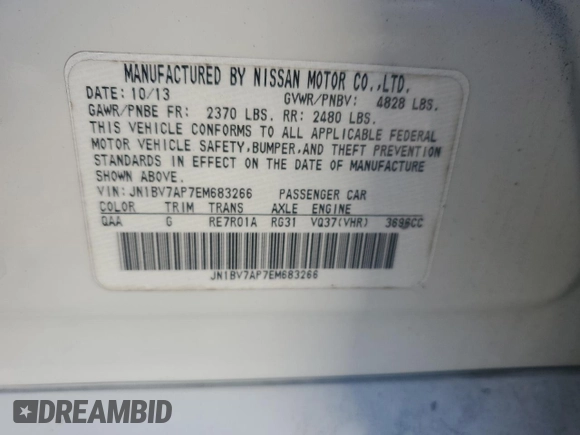 2014 Infiniti Q50 z VIN JN1BV7AP7EM683266, wystawiony jako Copart lot #87167454 z przebiegiem 120 125 mil mil oraz Szkoda całkowita • Salvage title. Historia ofert i sprzedaży dostępna na DreamBid. Obrazek 14.