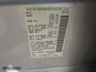 2018 Nissan Murano Platinum with VIN 5N1AZ2MH8JN160696, listed as a IAAI auction lot 41958133 with 66,193 mi miles. Bid and sale history available at carsss.com. Image 9.