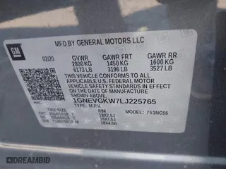 2020 Chevrolet Traverse LT Cloth with VIN 1GNEVGKW7LJ225765, listed as a IAAI auction lot 41608714 with 45,410 mi miles. Bid and sale history available at carsss.com. Image 9.