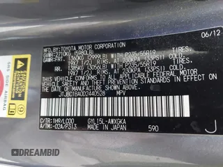 2013 Lexus RX 450h with VIN JTJBC1BA0D2440528, listed as a IAAI auction lot 41591177 with 156,869 mi miles and . Bid and sale history available at DreamBid. Image 9.