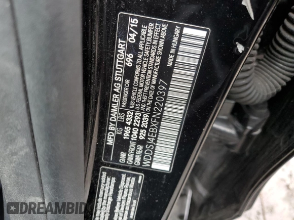 2015 Mercedes-Benz CLA 250 with VIN WDDSJ4EBXFN220397, listed as a Copart auction lot 45569804 with 85,818 mi miles and . Bid and sale history available at DreamBid. Image 12.