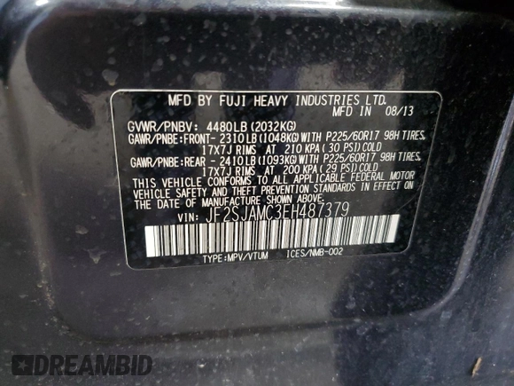 2014 Subaru Forester Touring with VIN JF2SJAMC3EH487379, listed as a Copart auction lot 62003225 with 114,902 mi miles and Clean title. Bid and sale history available at DreamBid. Image 14.