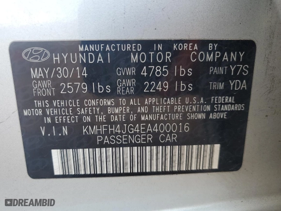 2014 Hyundai Azera Limited with VIN KMHFH4JG4EA400016, listed as a Copart auction lot 70644224 with 229,038 mi miles and Clean Title. Bid and sale history available at carsss.com. Image 12.