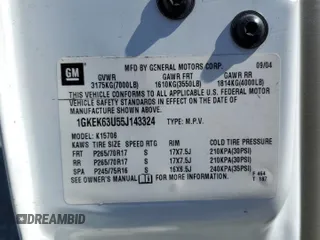 2005 GMC Yukon Denali z VIN 1GKEK63U55J143324, wystawiony jako Copart lot #59000695 z przebiegiem Nie podano mil oraz Szkoda całkowita • Salvage title. Historia ofert i sprzedaży dostępna na DreamBid. Obrazek 13.