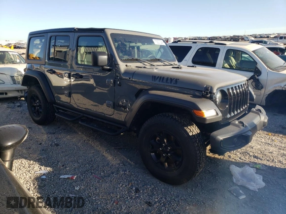 2022 Jeep Wrangler Unlimited Willys with VIN 1C4HJXDN2NW273413, listed as a Copart auction lot 75307094 with 28,091 mi miles and Salvage Title. Bid and sale history available at DreamBid. Image 4.