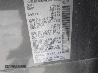 2023 Nissan Pathfinder Platinum с VIN 5N1DR3DJ1PC270631, выставлен на аукционе IAAI как лот 41994040 с пробегом 42 566 миль миль и . История ставок и продаж доступна на DreamBid. Изображение 9.
