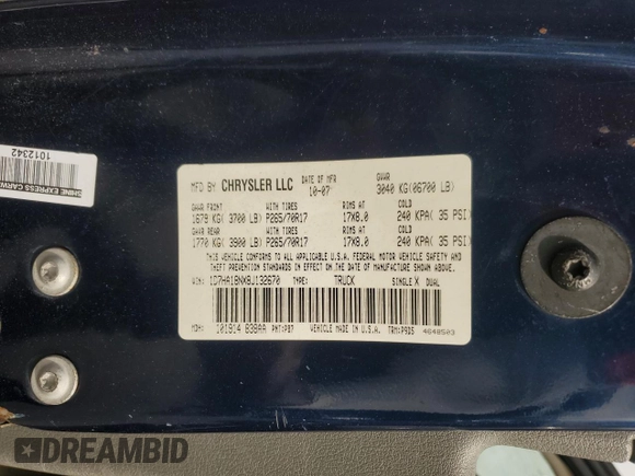 2008 Dodge 1500 SLT z VIN 1D7HA18NX8J132670, wystawiony jako Copart lot #55802445 z przebiegiem Nie podano mil oraz Szkoda całkowita • Salvage title. Historia ofert i sprzedaży dostępna na DreamBid. Obrazek 13.