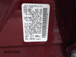 2007 Nissan Murano S with VIN JN8AZ08W47W612443, listed as a IAAI auction lot 41462615 with 160,485 mi miles and . Bid and sale history available at DreamBid. Image 9.