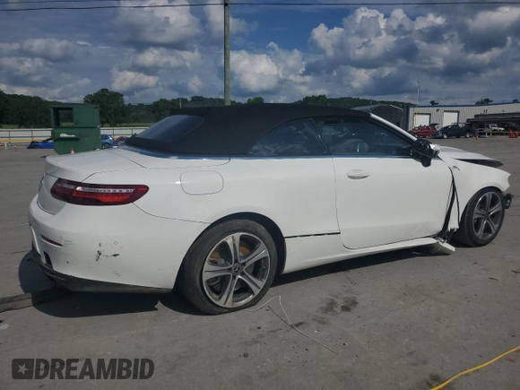2018 Mercedes-Benz E 400 with VIN WDD1K6FB2JF033614, listed as a Copart auction lot 59001335 with 58,514 mi miles and Salvage title. Bid and sale history available at DreamBid. Image 3.