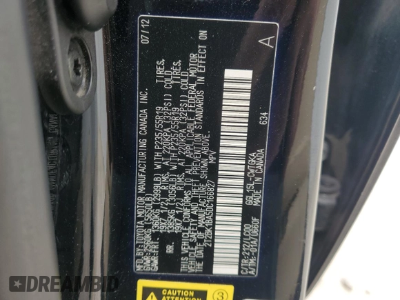 2013 Lexus RX 350 with VIN 2T2BK1BA5DC166827, listed as a Copart auction lot 51344425 with 191,746 mi miles and Salvage Title. Bid and sale history available at carsss.com. Image 14.