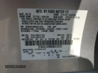 2016 Ford Flex SEL z VIN 2FMGK5C80GBA13231, wystawiony jako Copart lot #60493695 z przebiegiem 180 752 mil mil oraz Czysty tytuł • Clean title. Historia ofert i sprzedaży dostępna na DreamBid. Obrazek 14.